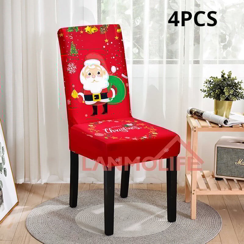 Tarpvalstybinis kalėdinis kėdės užvalkalas šventinis dekoravimas elastingas valgomojo kėdės užvalkalas naujas dulkėms atsparus kėdės užvalkalas Kalėdinis kėdės užvalkalas didmeninė prekyba