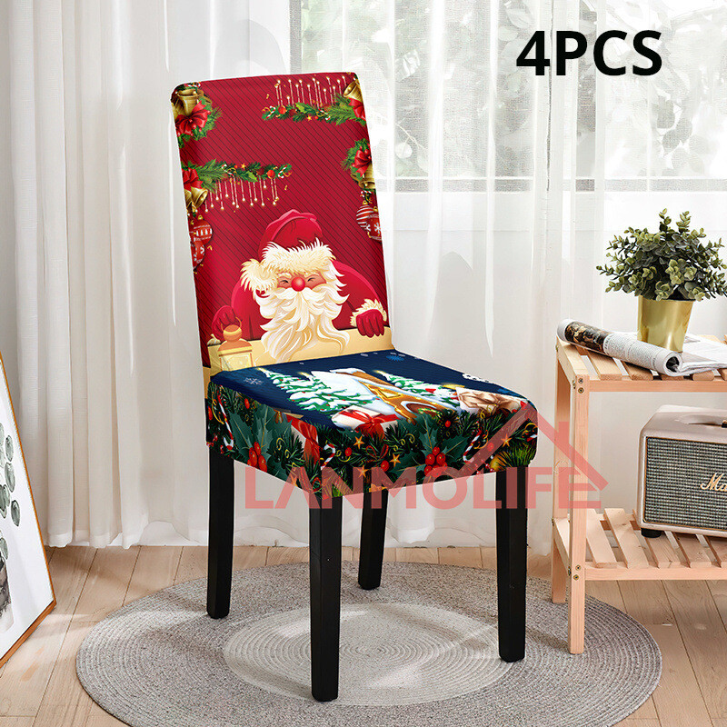 Tarpvalstybinis kalėdinis kėdės užvalkalas šventinis dekoravimas elastingas valgomojo kėdės užvalkalas naujas dulkėms atsparus kėdės užvalkalas Kalėdinis kėdės užvalkalas didmeninė prekyba