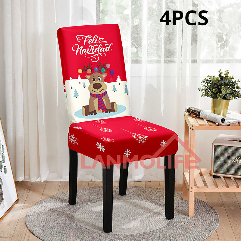 Tarpvalstybinis kalėdinis kėdės užvalkalas šventinis dekoravimas elastingas valgomojo kėdės užvalkalas naujas dulkėms atsparus kėdės užvalkalas Kalėdinis kėdės užvalkalas didmeninė prekyba