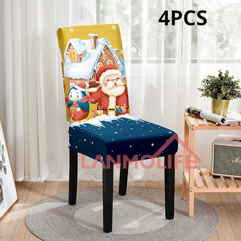Tarpvalstybinis kalėdinis kėdės užvalkalas šventinis dekoravimas elastingas valgomojo kėdės užvalkalas naujas dulkėms atsparus kėdės užvalkalas Kalėdinis kėdės užvalkalas didmeninė prekyba