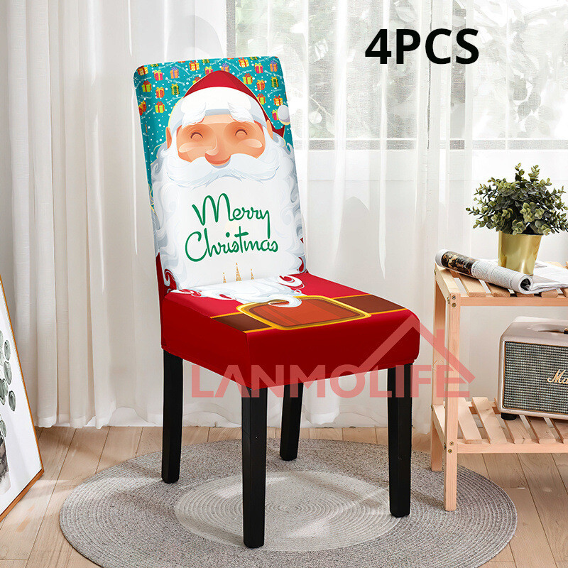 Tarpvalstybinis kalėdinis kėdės užvalkalas šventinis dekoravimas elastingas valgomojo kėdės užvalkalas naujas dulkėms atsparus kėdės užvalkalas Kalėdinis kėdės užvalkalas didmeninė prekyba