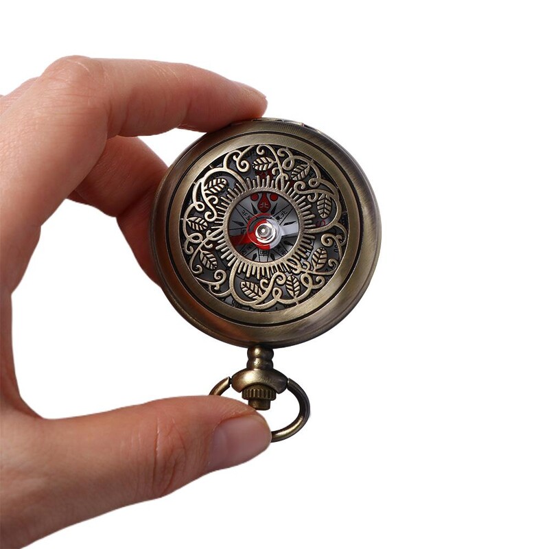 Busolă de buzunar vintage din bronz Design de ceas de buzunar pentru drumeții în aer liber Navigație busolă portabilă din metal