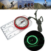 Āra mini kompass kartes mērogu lineāls Gaismas daudzfunkcionāls ceļojumu militārais kompass pārgājieni kempings izdzīvošanas ceļvedis