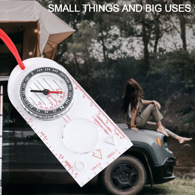 Caurspīdīgs kartes lineāls kompass jauns pārnēsājams akrila orientēšanās navigācijas daudzfunkciju pamatplāksnes kompass āra