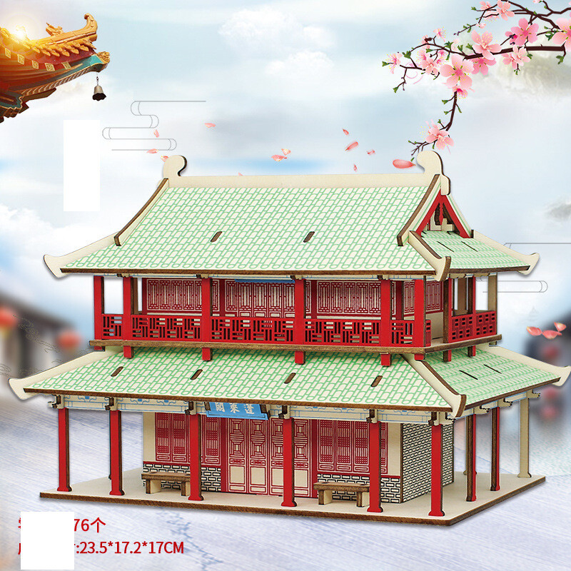 Teška ručno sastavljana drvena slagalica za odrasle, trodimenzionalni 3D model, velika drevna zgrada, edukativne igračke 