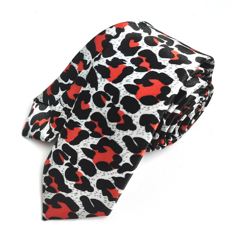 5 см полиестерен принт Модерен мъж и студентка Корейски стил Британски леопардов принт Карирана вратовръзка за изпълнение