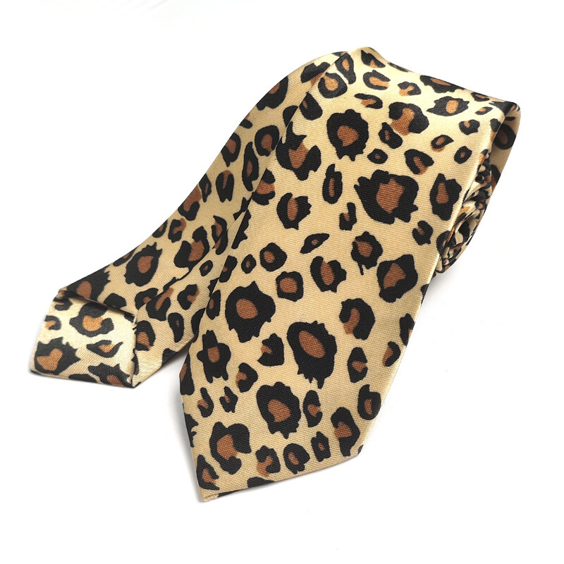 5 см полиестерен принт Модерен мъж и студентка Корейски стил Британски леопардов принт Карирана вратовръзка за изпълнение