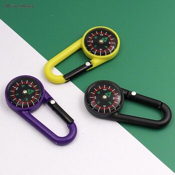 Mini Compass With Hook 2-in-1 Multifunctional Hiking ABS Carabiner Sensitive Guide Outdoor Oreining Key Ring Camping Tool