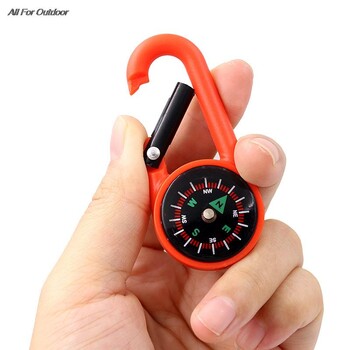 Mini Compass With Hook 2-in-1 Multifunctional Hiking ABS Carabiner Sensitive Guide Outdoor Oreining Key Ring Camping Tool