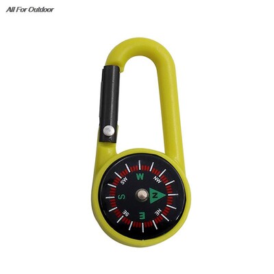 Мини компас с кука 2-в-1 Мултифункционален туризъм ABS карабинер Чувствителен водач Ключодържател за планинарство на открито Инструмент за къмпинг