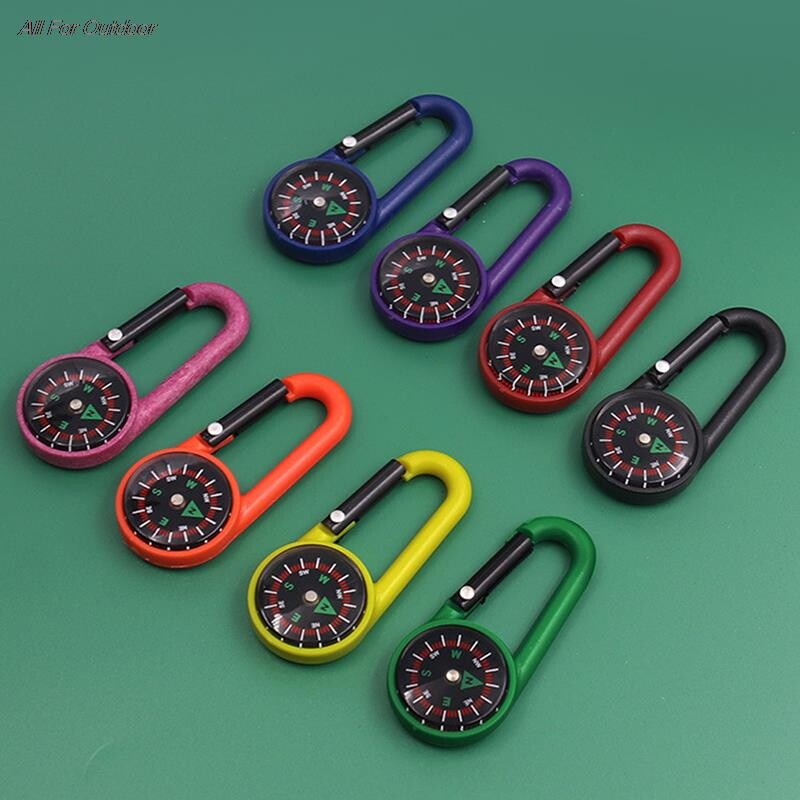 Мини компас с кука 2-в-1 Мултифункционален туризъм ABS карабинер Чувствителен водач Ключодържател за планинарство на открито Инструмент за къмпинг