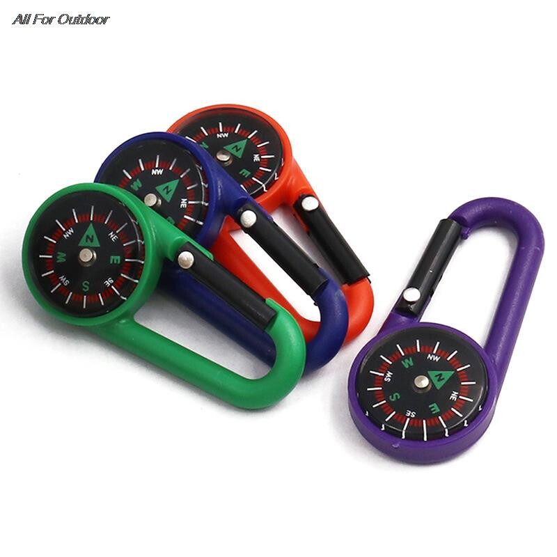 Мини компас с кука 2-в-1 Мултифункционален туризъм ABS карабинер Чувствителен водач Ключодържател за планинарство на открито Инструмент за къмпинг