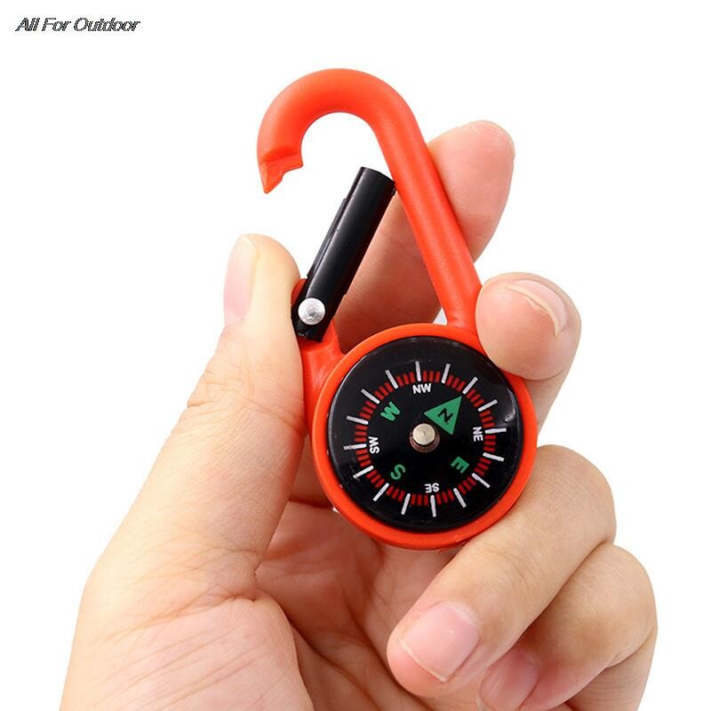 Мини компас с кука 2-в-1 Мултифункционален туризъм ABS карабинер Чувствителен водач Ключодържател за планинарство на открито Инструмент за къмпинг