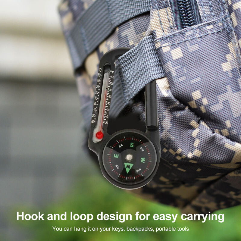 Компас Туризъм Аксесоари за раница Къмпинг на открито Катарама за алпинизъм Мини компас Карабинер Ключодържател Термометър
