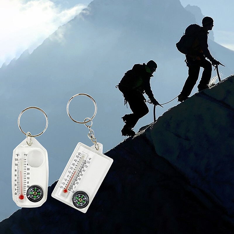 Външна катарама за алпинизъм Компас Показател Мини ключодържател Термометър Компас Ключ Кука Къмпинг Инструменти Компас Карабинери