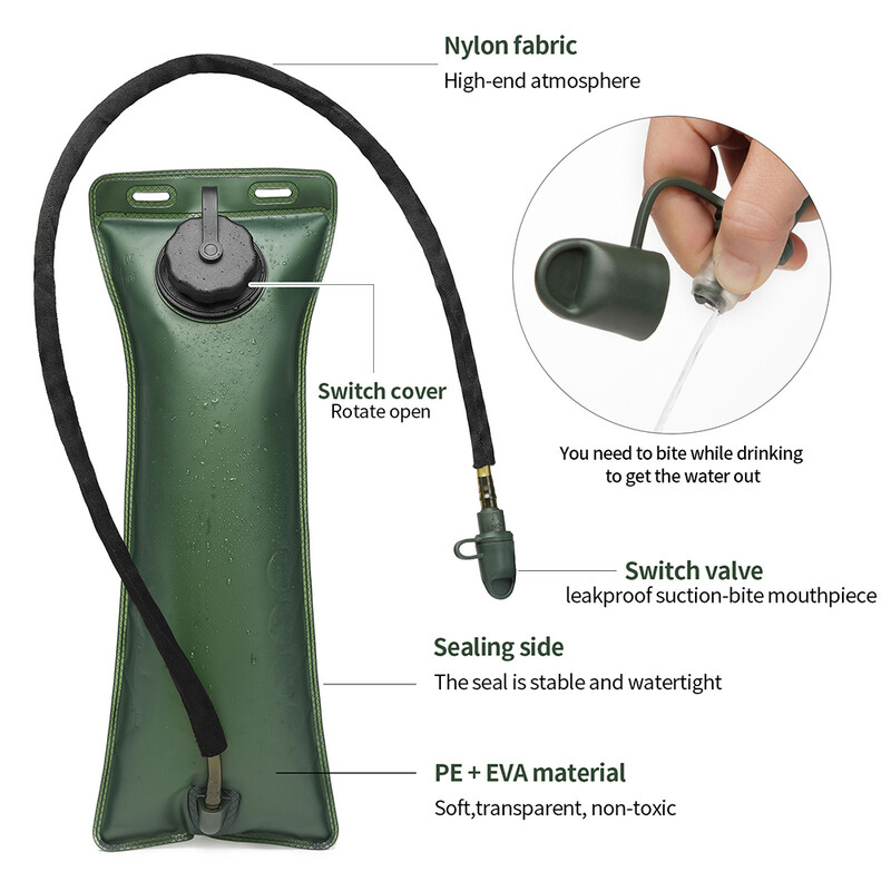 Тактическа раница за хидратация Водоустойчива найлонова торба за вода с 3-литров мехур за туризъм, колоездене, катерене