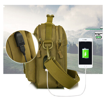 Μικρές τσάντες USB Tactical Handbags Ανδρικές τσάντες Messenger Sport Crosscody Τσάντες Sling Single Shoulder Camping Bag Daily Bag