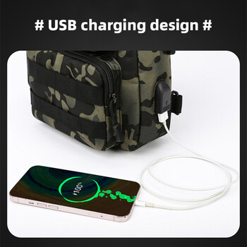 Fanny USB Chest Bag Раница за къмпинг Molle Bag Tactical Messenger Bags Belt Outdoor Hunting Assualt Sling Bag Fishing Climbing