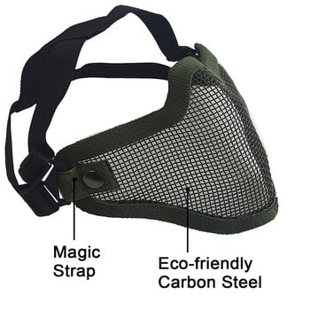 REikirc Tactical Half Face Airsoft Mask Metal Net Dual Strap Adjustment CS Wargame Protective Masks