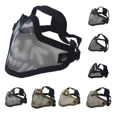 REikirc Tactical Half Face Airsoft Mask Metal Net Dual Strap Adjustment CS Wargame Защитни маски