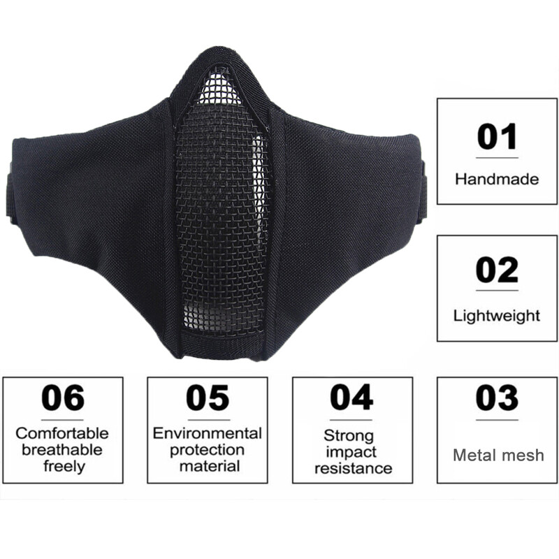 Тактическа полулицева еърсофт маска, сгъваема метална мрежа, двойна лента, регулируема, CS Wargame, лов, пейнтбол, защитни маски