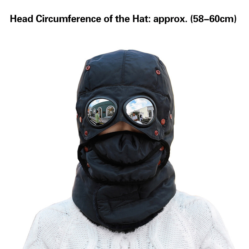 2024 Нова зимна шапка бомбардировач за мъже, жени, ветроустойчива качулка, пилотска руска ушанка, шапки с маска, очила, ски на открито, шапка с ушанка