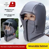 Удебелена топла дамска пухена памучна наушница Топло за врата Електрически велосипед Ски Шапка Светкавица Мъжка мотоциклетна каска Стил N