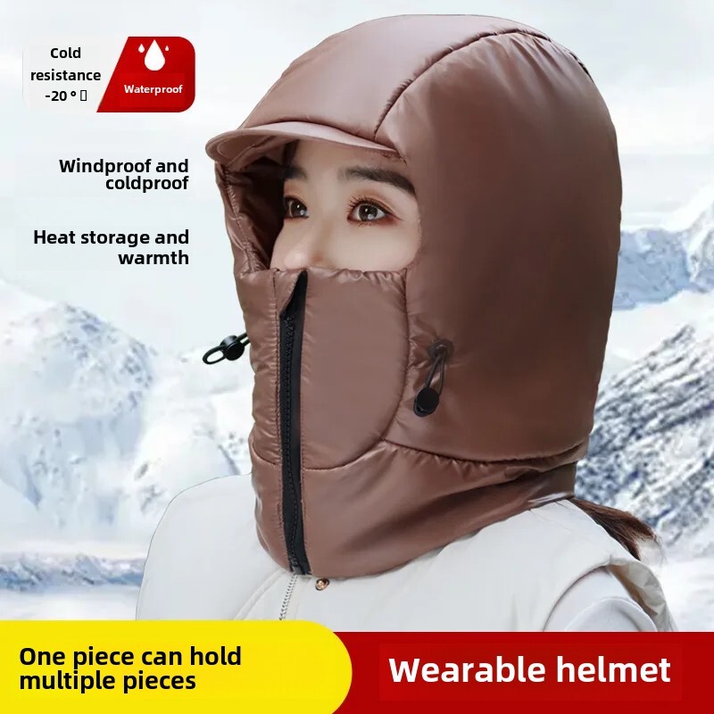 Удебелена топла дамска пухена памучна наушница Топло за врата Електрически велосипед Ски Шапка Светкавица Мъжка мотоциклетна каска Стил N