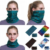 2024 Красива шарка на паунови пера, дамски бандана, шал за колоездене, маска за лице с цветя на пеперуда, лента за глава с тръба на балаклава