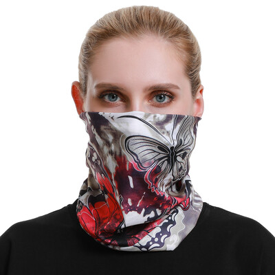 2024 Красива шарка на паунови пера, дамски бандана, шал за колоездене, маска за лице с цветя на пеперуда, лента за глава с тръба на балаклава