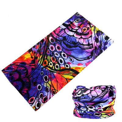 2024 Красива шарка на паунови пера, дамски бандана, шал за колоездене, маска за лице с цветя на пеперуда, лента за глава с тръба на балаклава