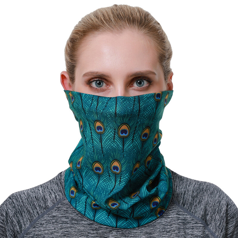 2024 Красива шарка на паунови пера, дамски бандана, шал за колоездене, маска за лице с цветя на пеперуда, лента за глава с тръба на балаклава