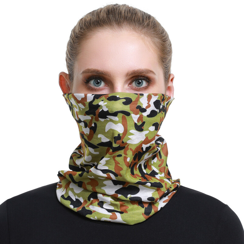 2024 Нов дизайн Камуфлажен тръбен шал за деколте Многофункционална колоездене Бандана Зелена спортна маска за лице Велосипед Балаклава за жени Мъже