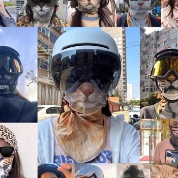 2024 New Summer Neck Protection Cycling Face Mask Ενσωματωμένη αντηλιακή μάσκα 3d τρισδιάστατη μάσκα ποδηλασίας με γάτα ζώων