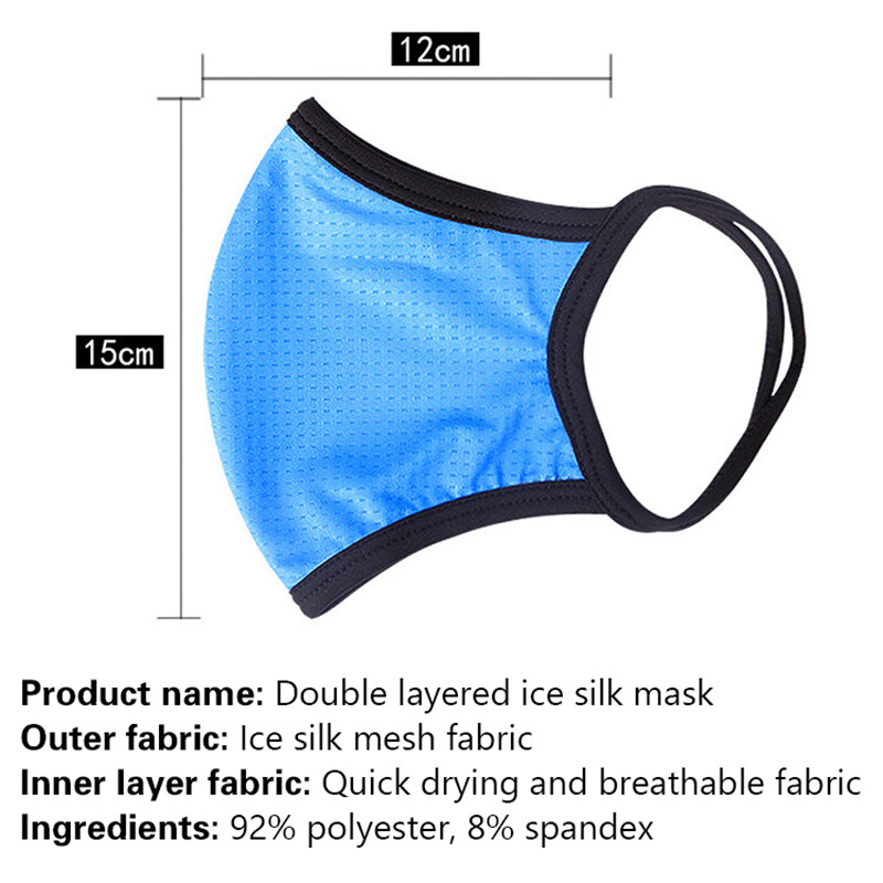 Лятна нова ледена копринена бързосъхнеща мрежеста двойна дишаща маска за прах и пепел за мъже и жени Four Seasons Колоездене на открито на открито Защита от вятър