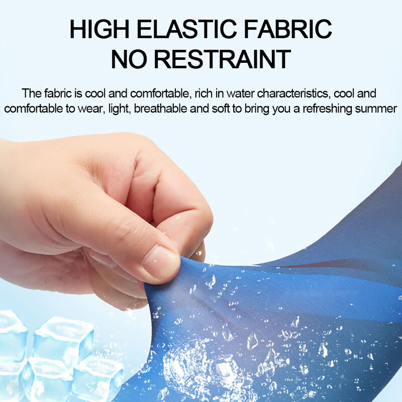 Комплект от 2 бр. Летни ледени копринени велосипедни ръкави за ръкави Дишаща бандана Маска Комбиниран костюм Еластичен студен UV защита от слънце