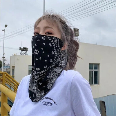 Новата лятна слънчева маска Мъже и жени Висящи уши Анти-ултравиолетова защита на половината лице Защита на врата Driving Ice Silk Mask Face Yarn Th