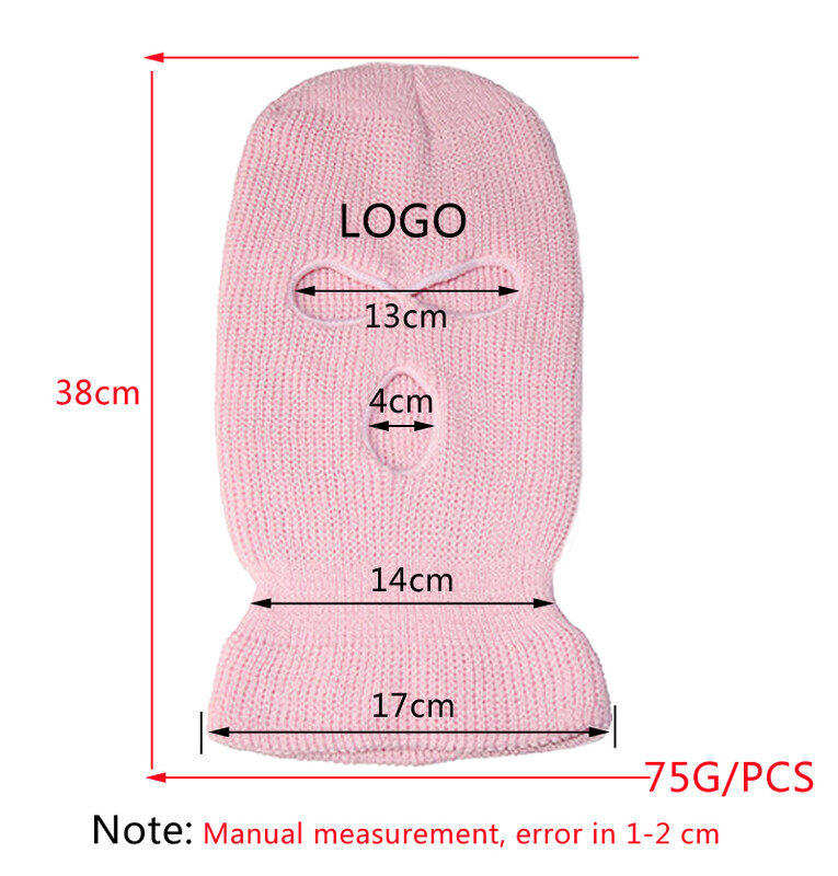 Мотоциклет Ветроустойчиви плетени шапки с пълно лице Персонализирана ски маска Мъжки топли вълнени балаклава бродерия Зимни шапки Плетена ски маска с 3 дупки