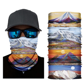 Sports Seamless Balaclava Magic Hood Outdoor Cycling Headband Mask Fishing Bib Visor Digital Print Landscape Bandana Face Mask