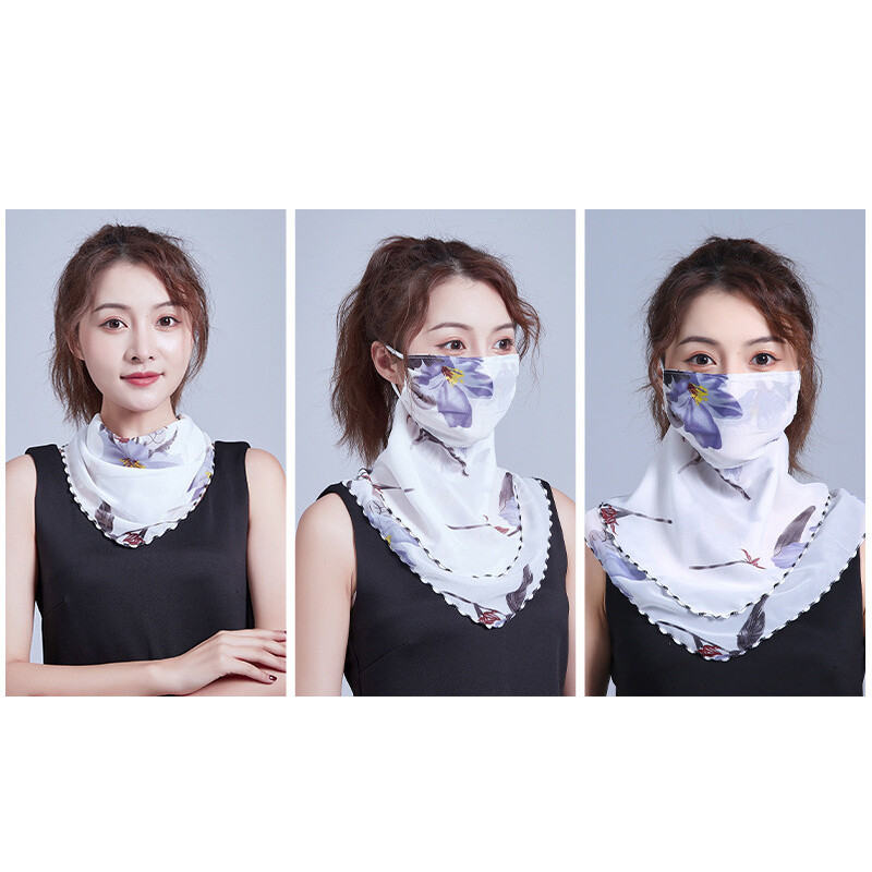 Шал за жени Слънцезащита от ултравиолетови лъчи Шал за туризъм Външен триъгълен шал Слънцезащитен воал Ледена копринена маска Покривало за лице