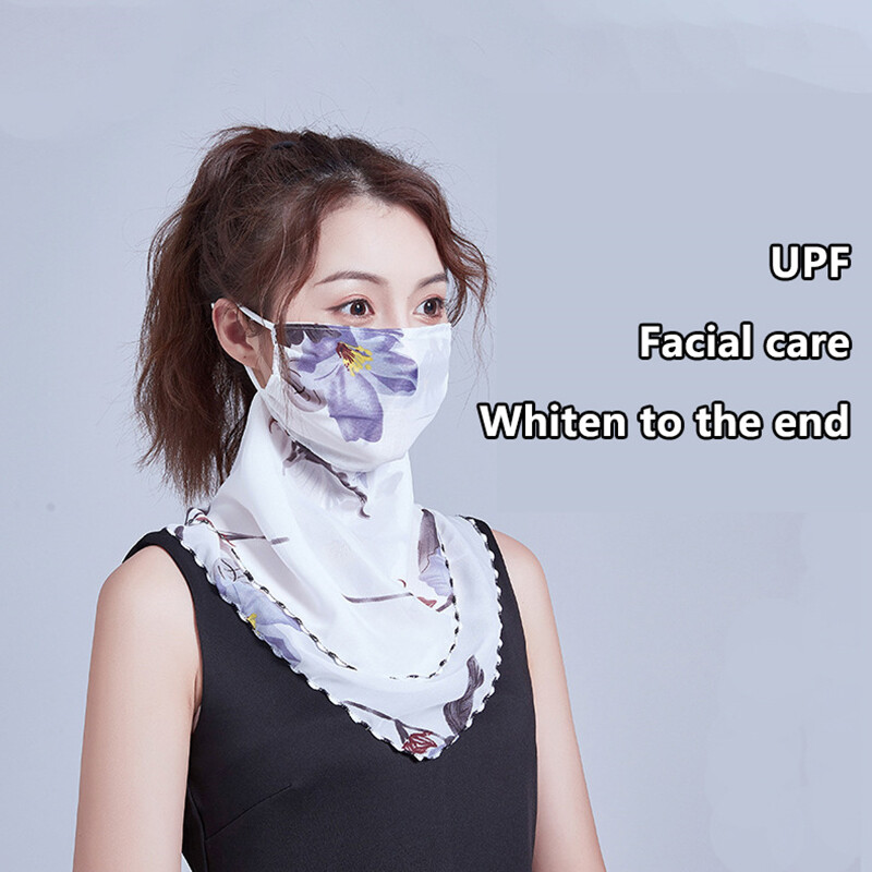 Шал за жени Слънцезащита от ултравиолетови лъчи Шал за туризъм Външен триъгълен шал Слънцезащитен воал Ледена копринена маска Покривало за лице