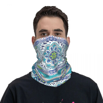 Boho Μπλε Κασκόλ με λεπτή περιτύλιξη Bandana Lack Gaiter Face Cover Headband