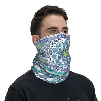 Boho Μπλε Κασκόλ με λεπτή περιτύλιξη Bandana Lack Gaiter Face Cover Headband