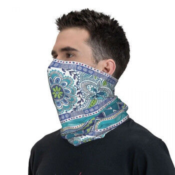 Boho Μπλε Κασκόλ με λεπτή περιτύλιξη Bandana Lack Gaiter Face Cover Headband