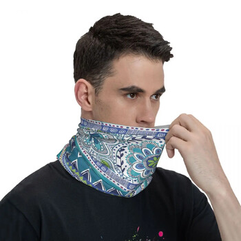 Boho Μπλε Κασκόλ με λεπτή περιτύλιξη Bandana Lack Gaiter Face Cover Headband