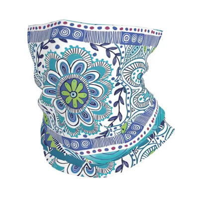 Бохо син тънък шал, бандана, гети, покриваща лицето, лента за глава