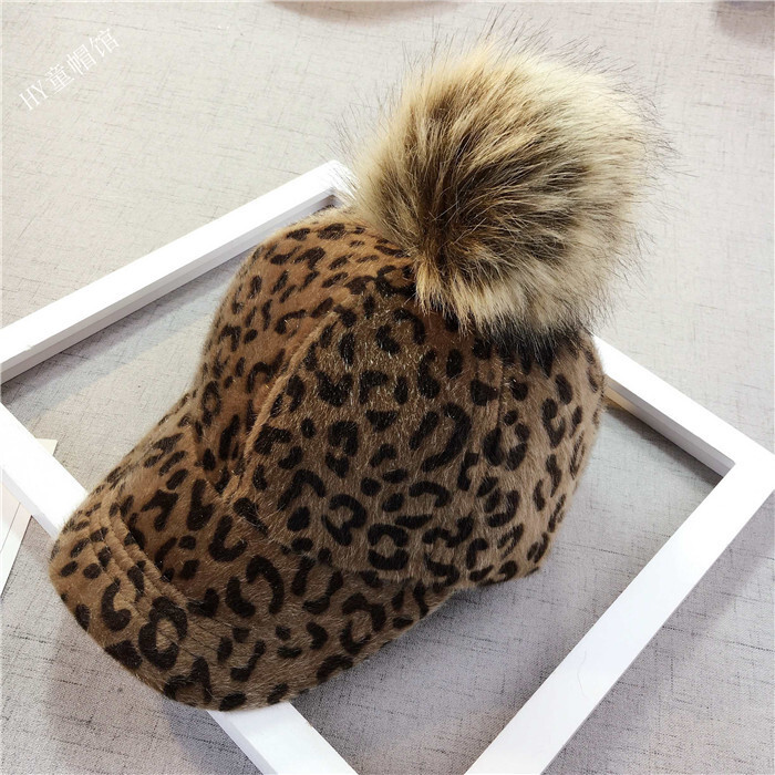 Есенна и зимна детска модерна шапка с патешки език с леопардов принт за момчета и момичета, подвижна кожена топка, бейзболна шапка, модна ежедневна спортна шапка
