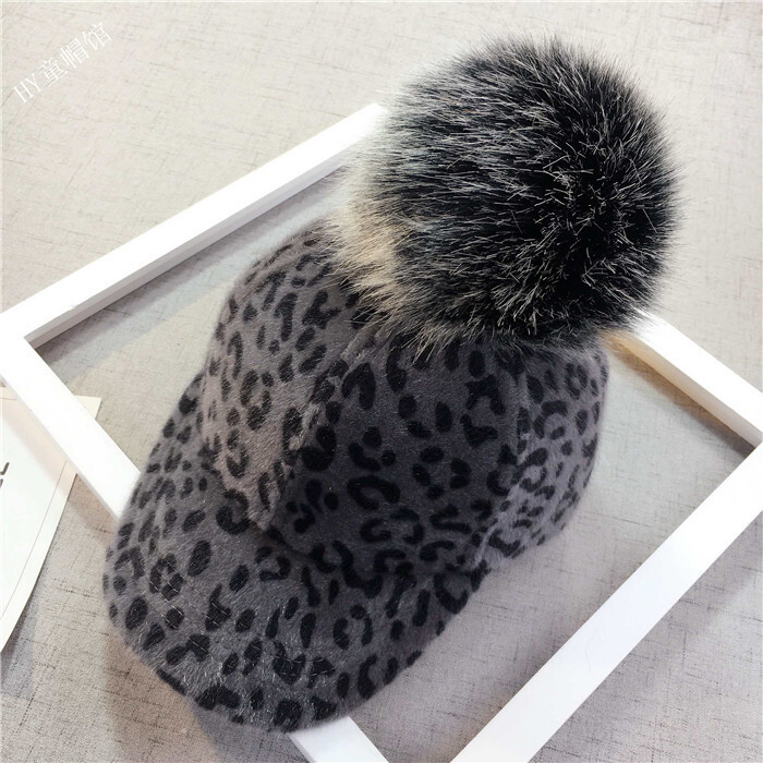 Есенна и зимна детска модерна шапка с патешки език с леопардов принт за момчета и момичета, подвижна кожена топка, бейзболна шапка, модна ежедневна спортна шапка