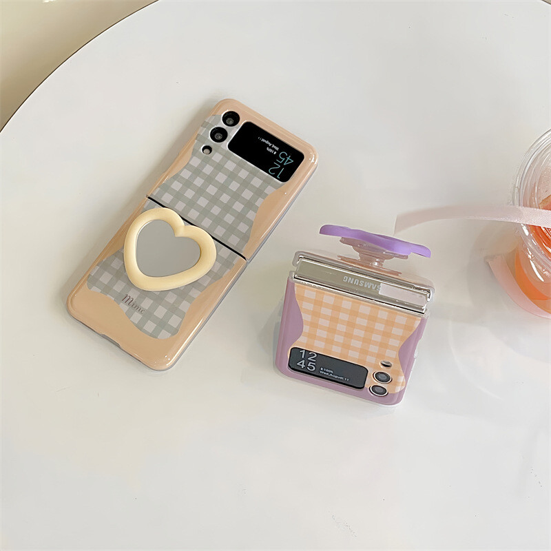 Контрастен цветен кариран сгъваем калъф за мобилен телефон Samsung zflip4, подходящ за мек калъф Galaxy zflip 3