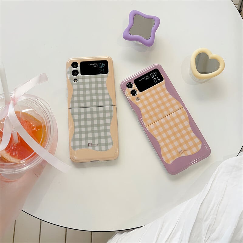 Контрастен цветен кариран сгъваем калъф за мобилен телефон Samsung zflip4, подходящ за мек калъф Galaxy zflip 3